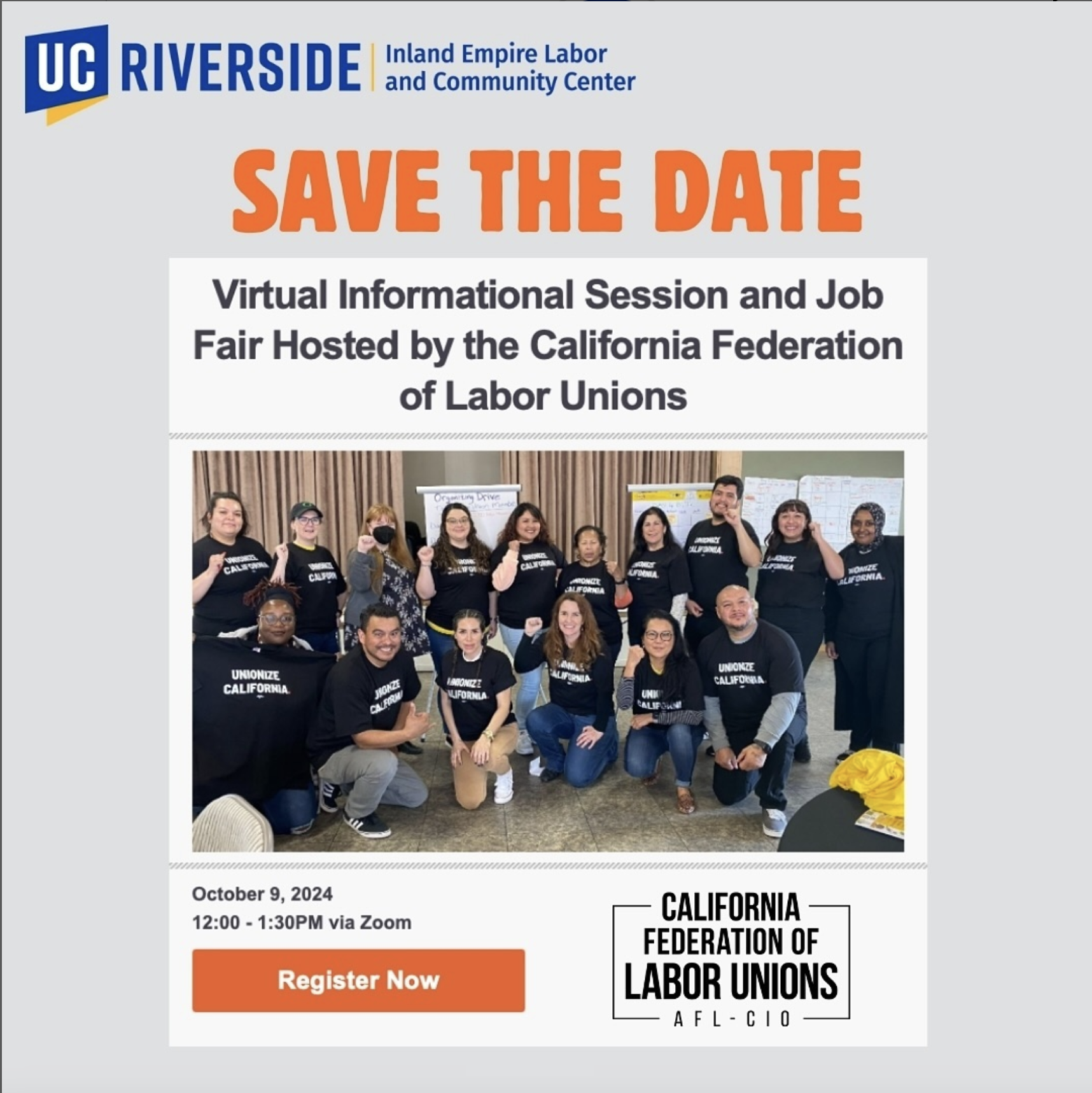 October 9th: Join the California Labor Federation Job Fair