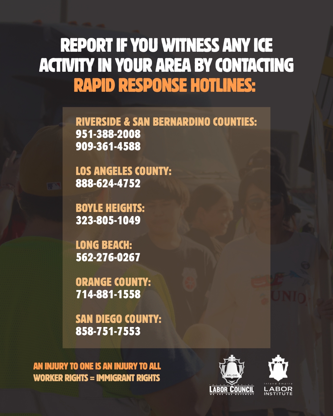 Statement from the Inland Empire Labor Council/Institute